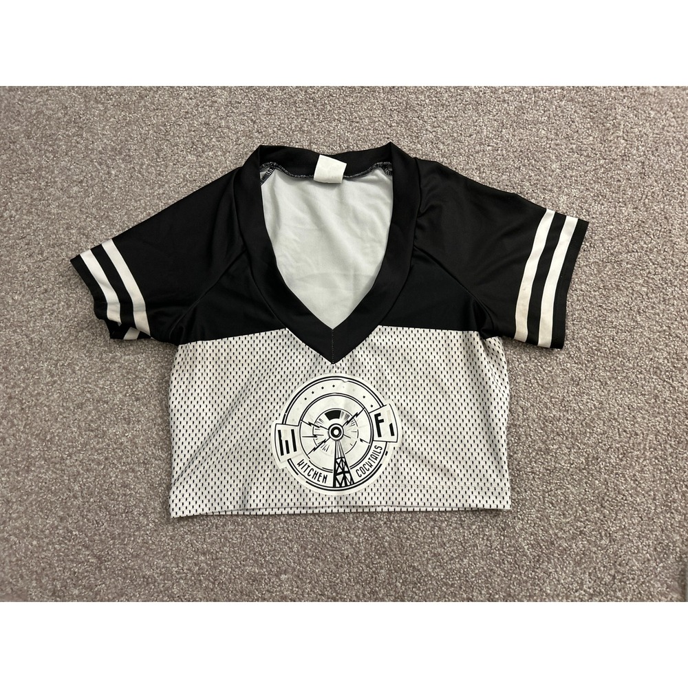 Waitressville Uniforms Crop Top Small Black White Excellent HI Kitchen Cocktails